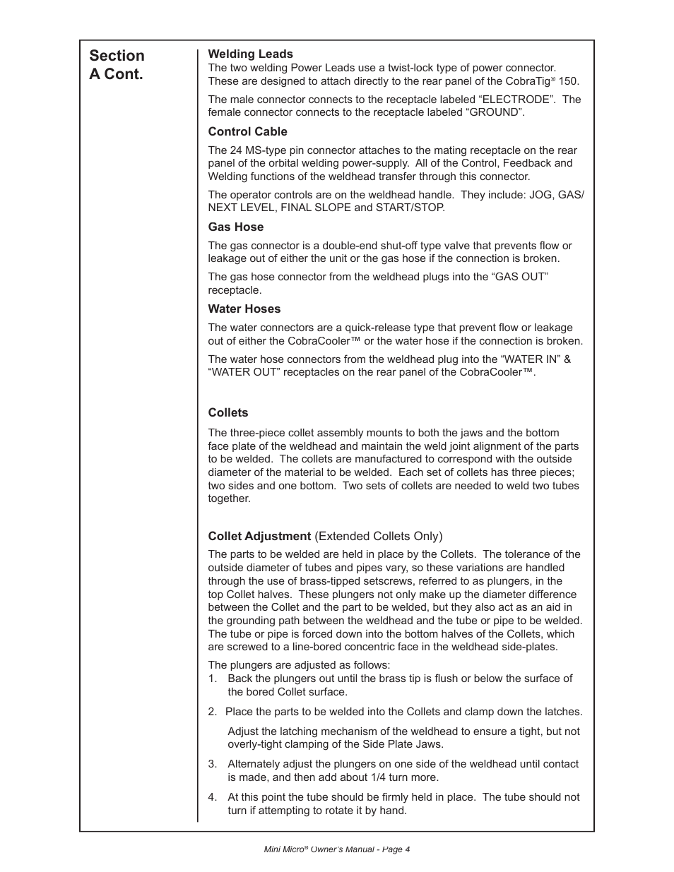 MK Products MiniMicro Orbital Weldhead User Manual | Page 10 / 30