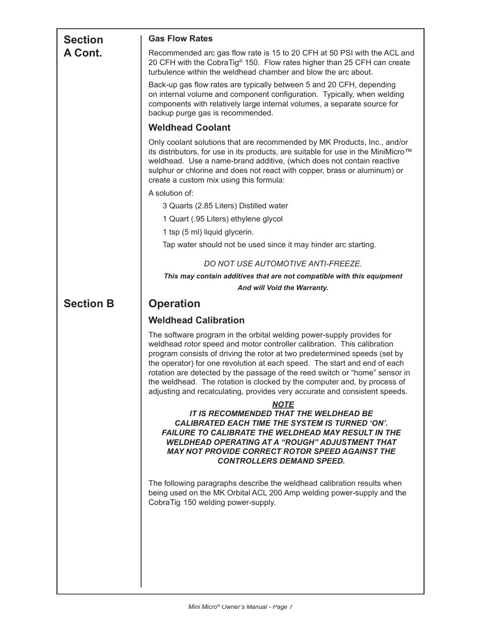 MK Products MiniMicro Orbital Weldhead User Manual | Page 13 / 30