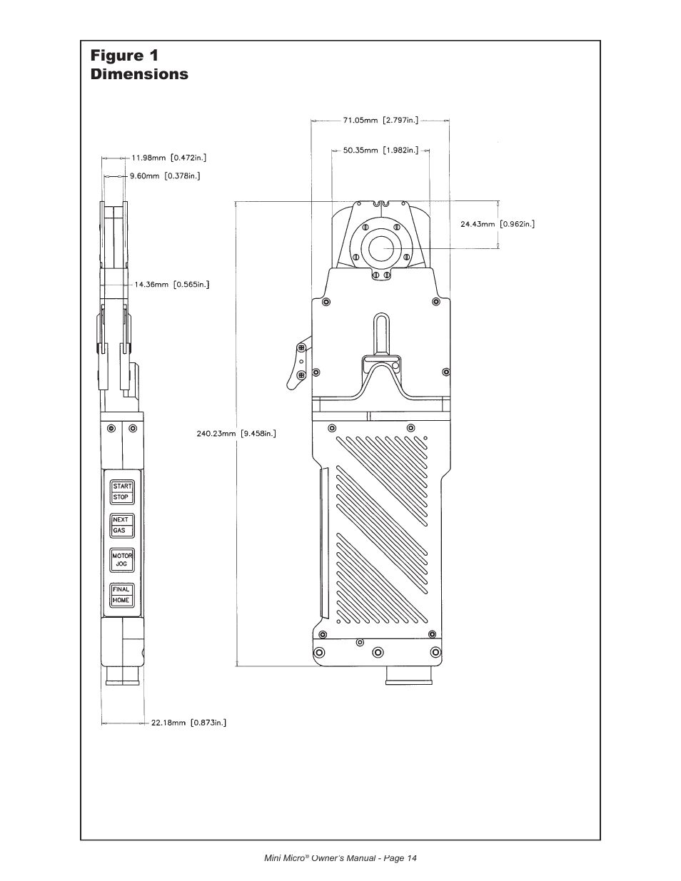 Figure 1 dimensions | MK Products MiniMicro Orbital Weldhead User Manual | Page 20 / 30