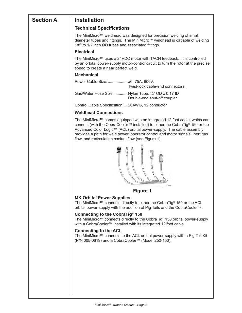 Technical specifi cations, Figure 1 | MK Products MiniMicro Orbital Weldhead User Manual | Page 9 / 30