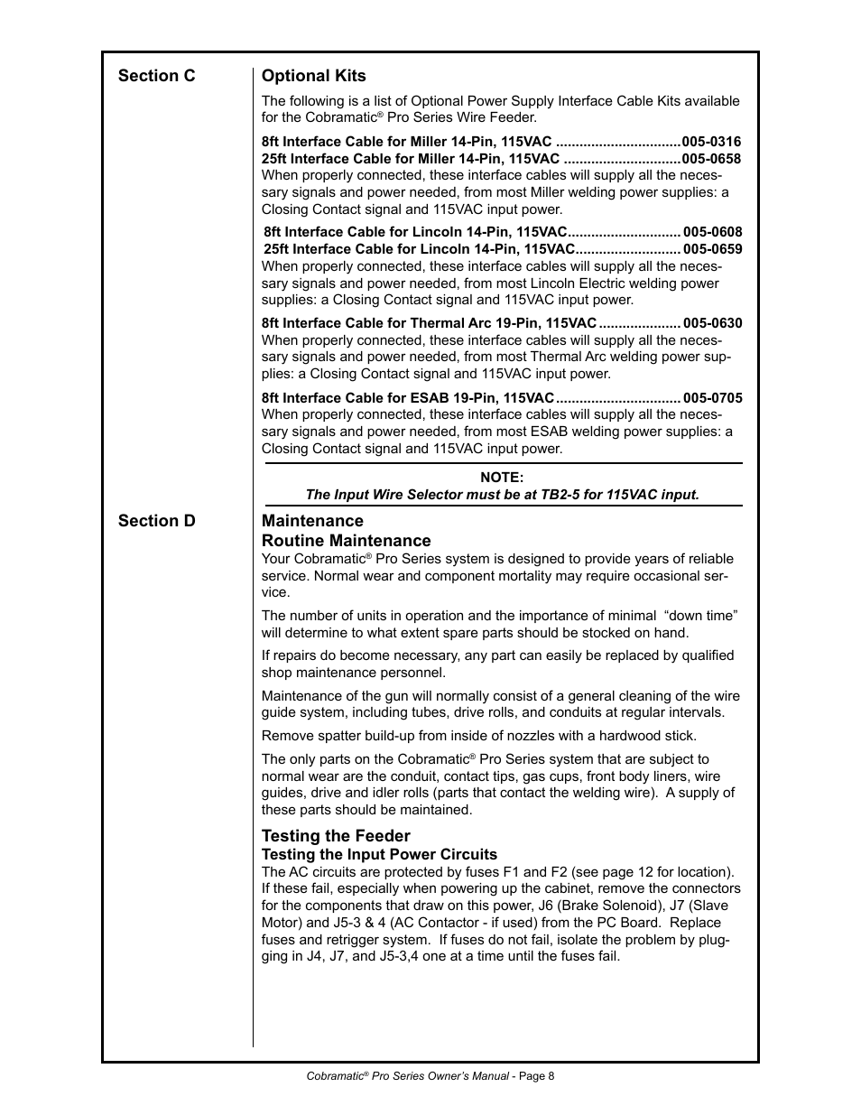 MK Products MK Cobramatic Pro Series User Manual | Page 15 / 43