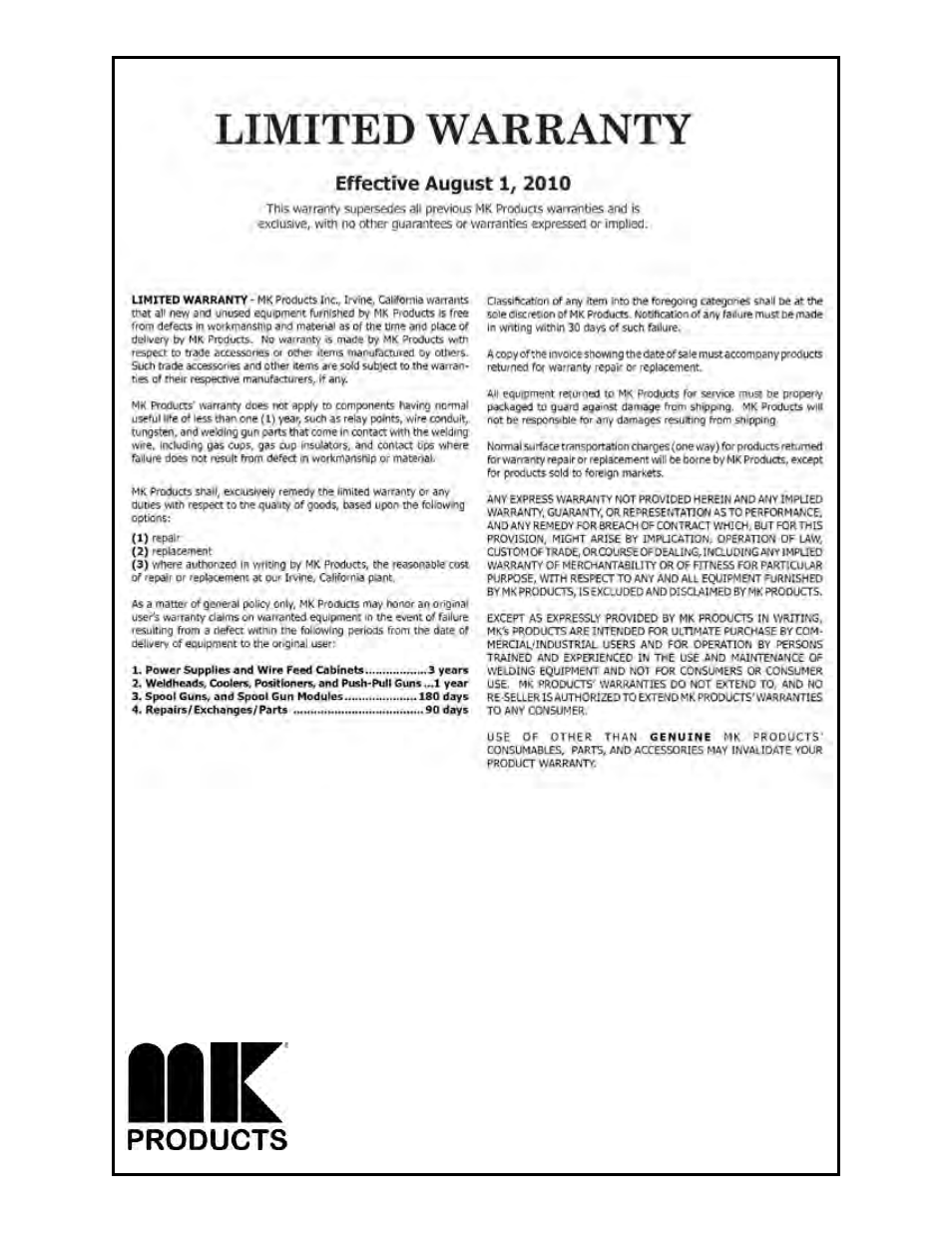 MK Products Cobra SX User Manual | Page 27 / 28