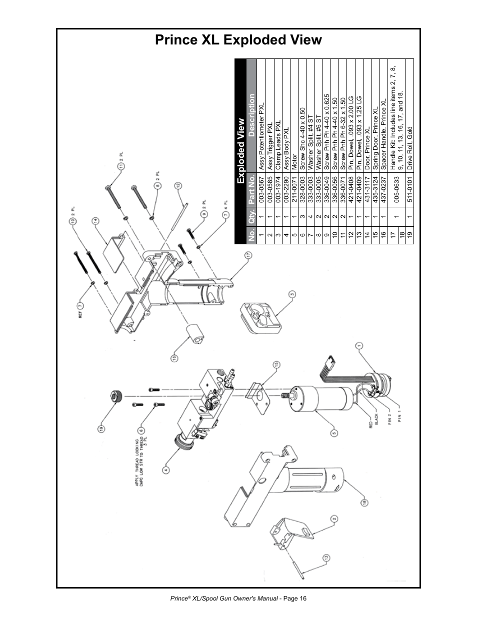 Prince xl exploded view, Exploded v iew | MK Products Prince XL User Manual | Page 23 / 41