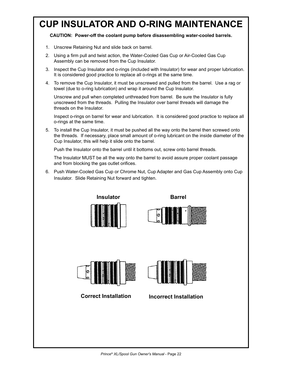 Cup insulator and o-ring maintenance | MK Products Prince XL User Manual | Page 29 / 41