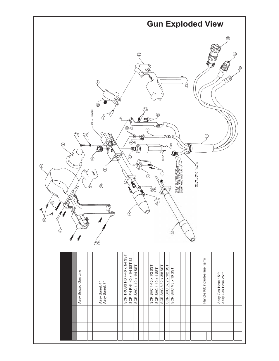 Sidewinder, Minispool, Gun exploded view | Sidewinder parts listing | MK Products Sidewinder User Manual | Page 16 / 26