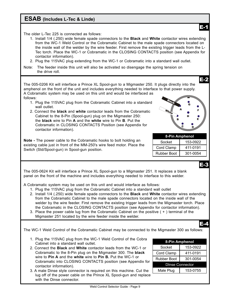 Esab, E-2 e-3 e-4 | MK Products Weld Control User Manual | Page 16 / 45