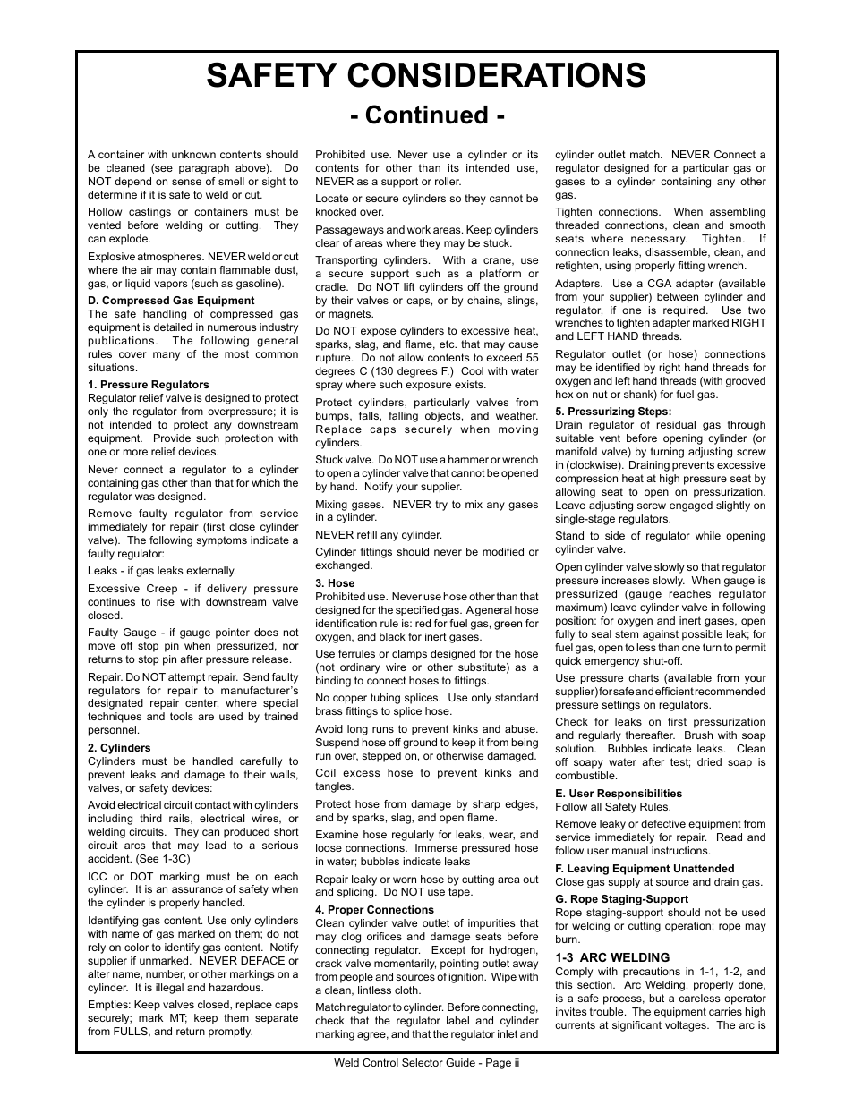 Safety considerations, Continued | MK Products Weld Control User Manual | Page 3 / 45