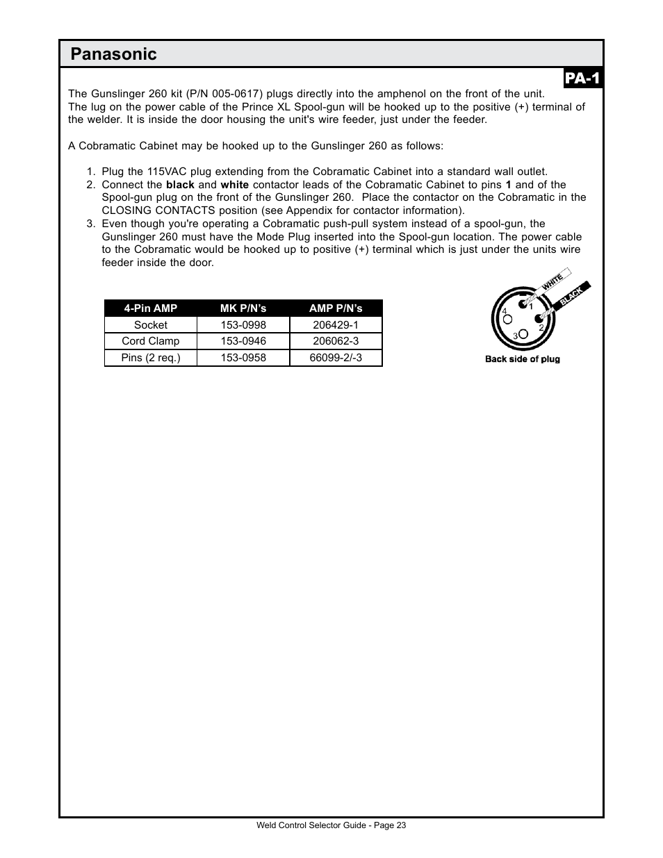 Panasonic, Pa-1 | MK Products Weld Control User Manual | Page 30 / 45