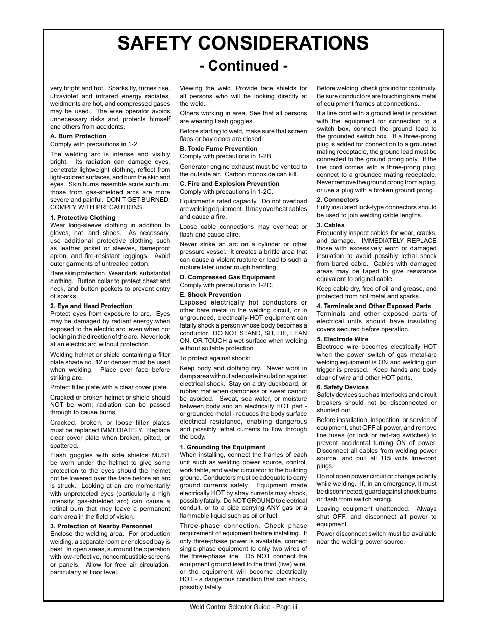 Safety considerations, Continued | MK Products Weld Control User Manual | Page 4 / 45