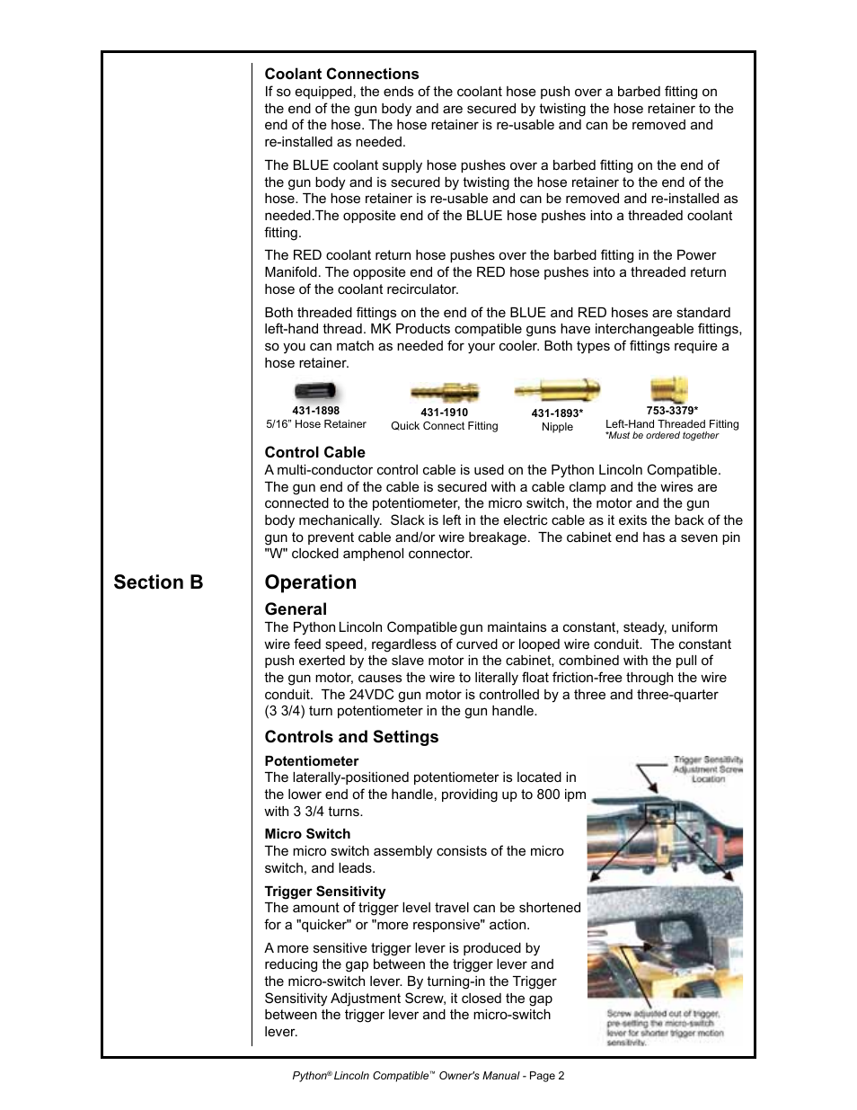 General, Controls and settings | MK Products Python LE Compatible ACWC User Manual | Page 11 / 43