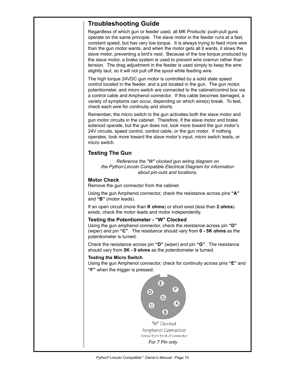 Troubleshooting guide | MK Products Python LE Compatible ACWC User Manual | Page 19 / 43