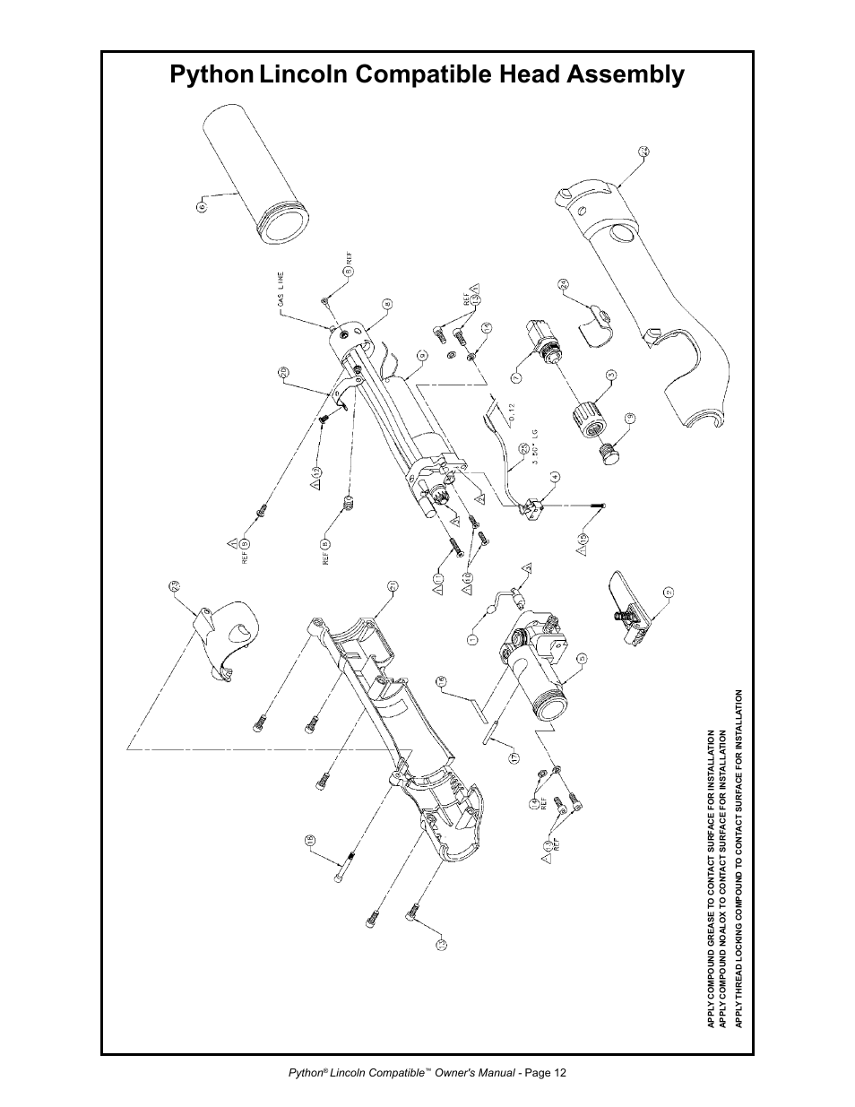 Python, Lincoln compatible head assembly | MK Products Python LE Compatible ACWC User Manual | Page 21 / 43