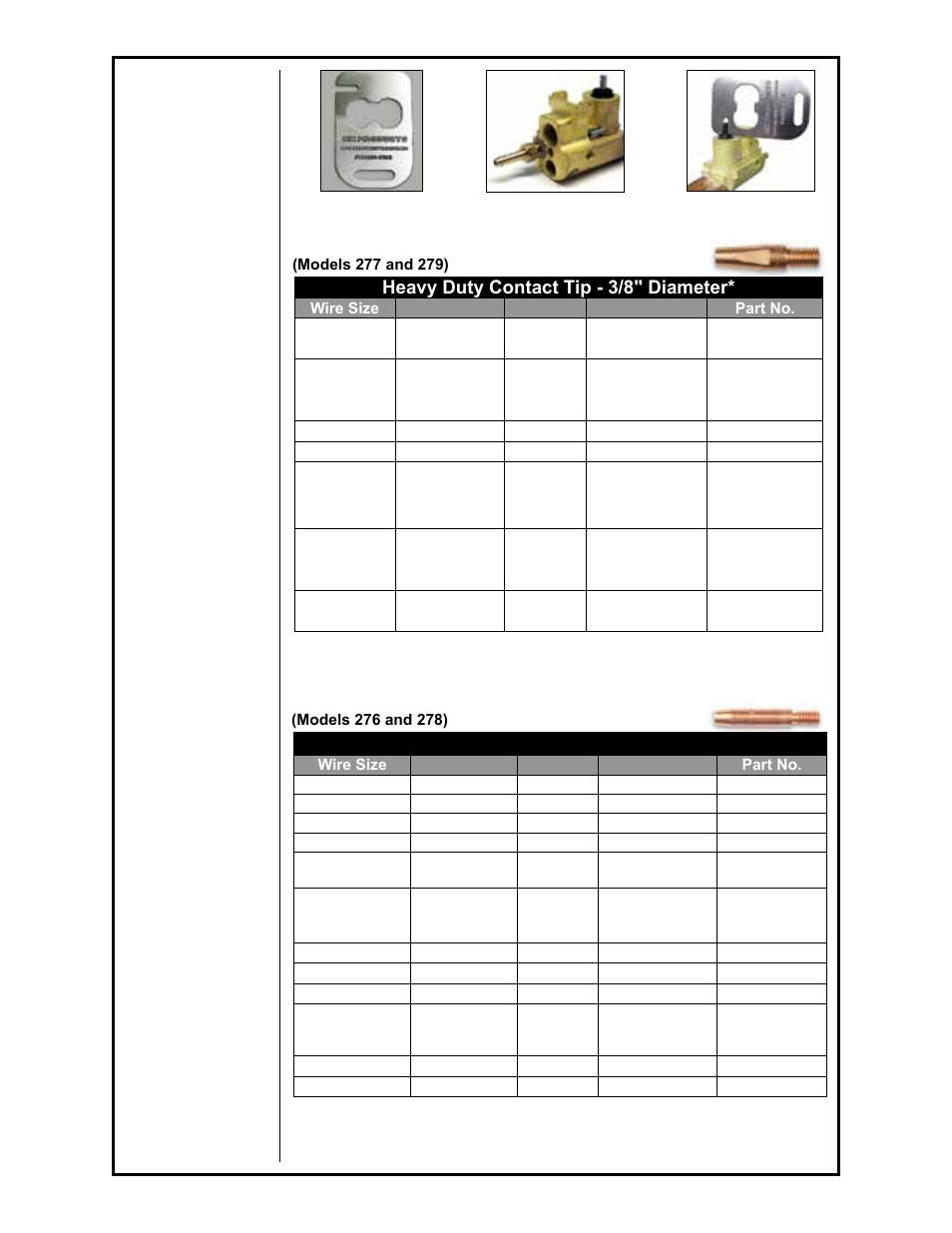 Contact tips, Heavy duty contact tip - 3/8" diameter, 1/4" diameter contact tip | MK Products Cobra MX LE Com ACWC User Manual | Page 12 / 41