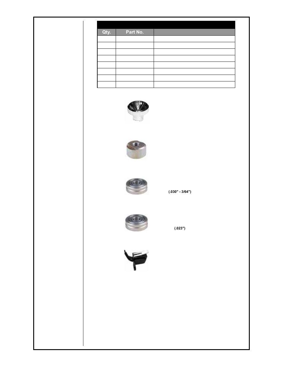 Recommended spare parts list | MK Products Cobra MX LE Com ACWC User Manual | Page 14 / 41