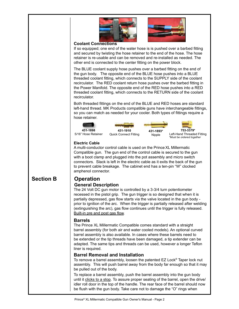 General description, Barrels, Barrel removal and installation | MK Products Prince XL MM Com ACWC User Manual | Page 9 / 39