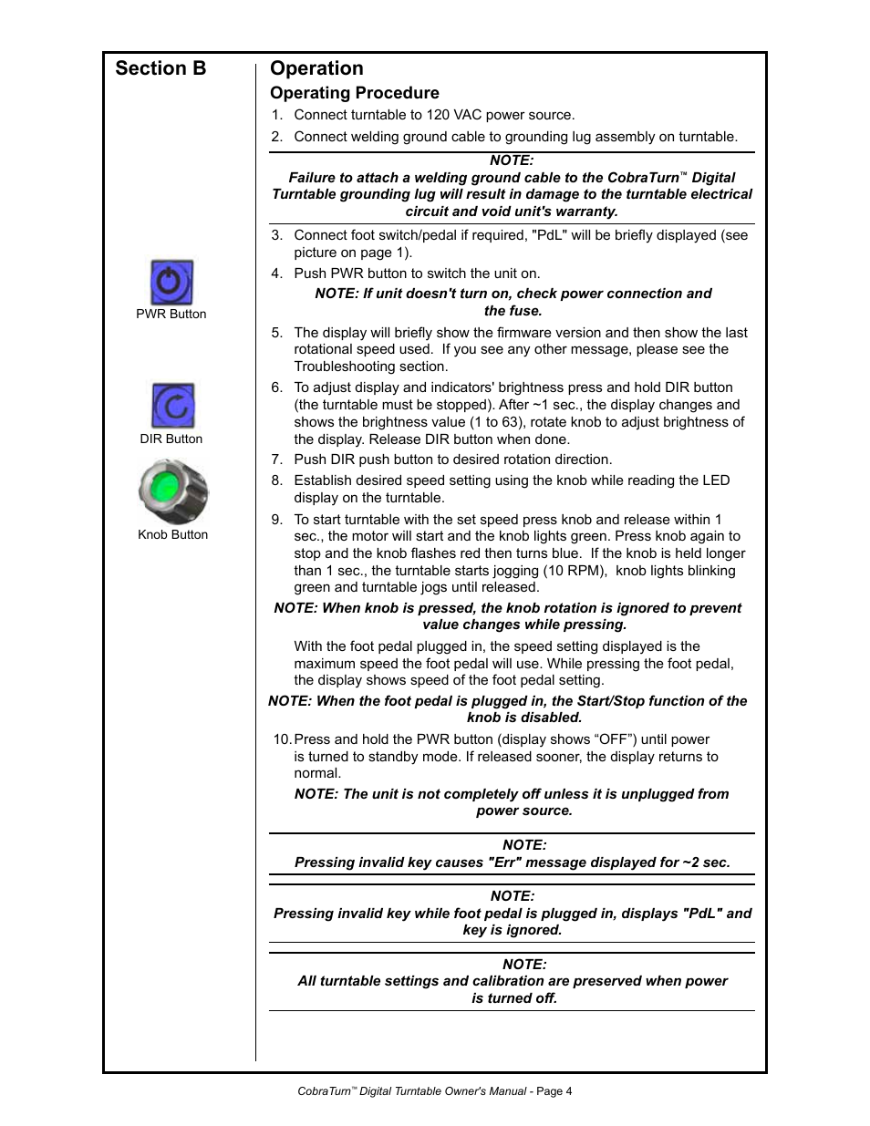 MK Products CobraTurn Digital Turntable User Manual | Page 11 / 23