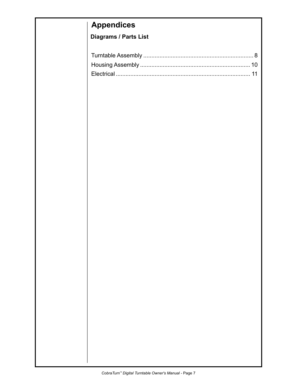 Appendices | MK Products CobraTurn Digital Turntable User Manual | Page 14 / 23