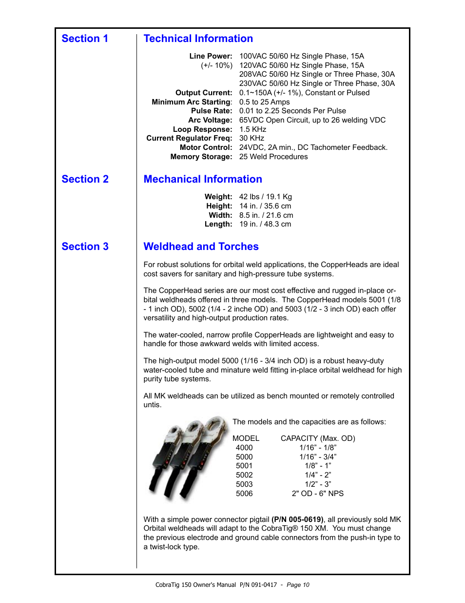 MK Products CobraTig 150 XM User Manual | Page 10 / 32