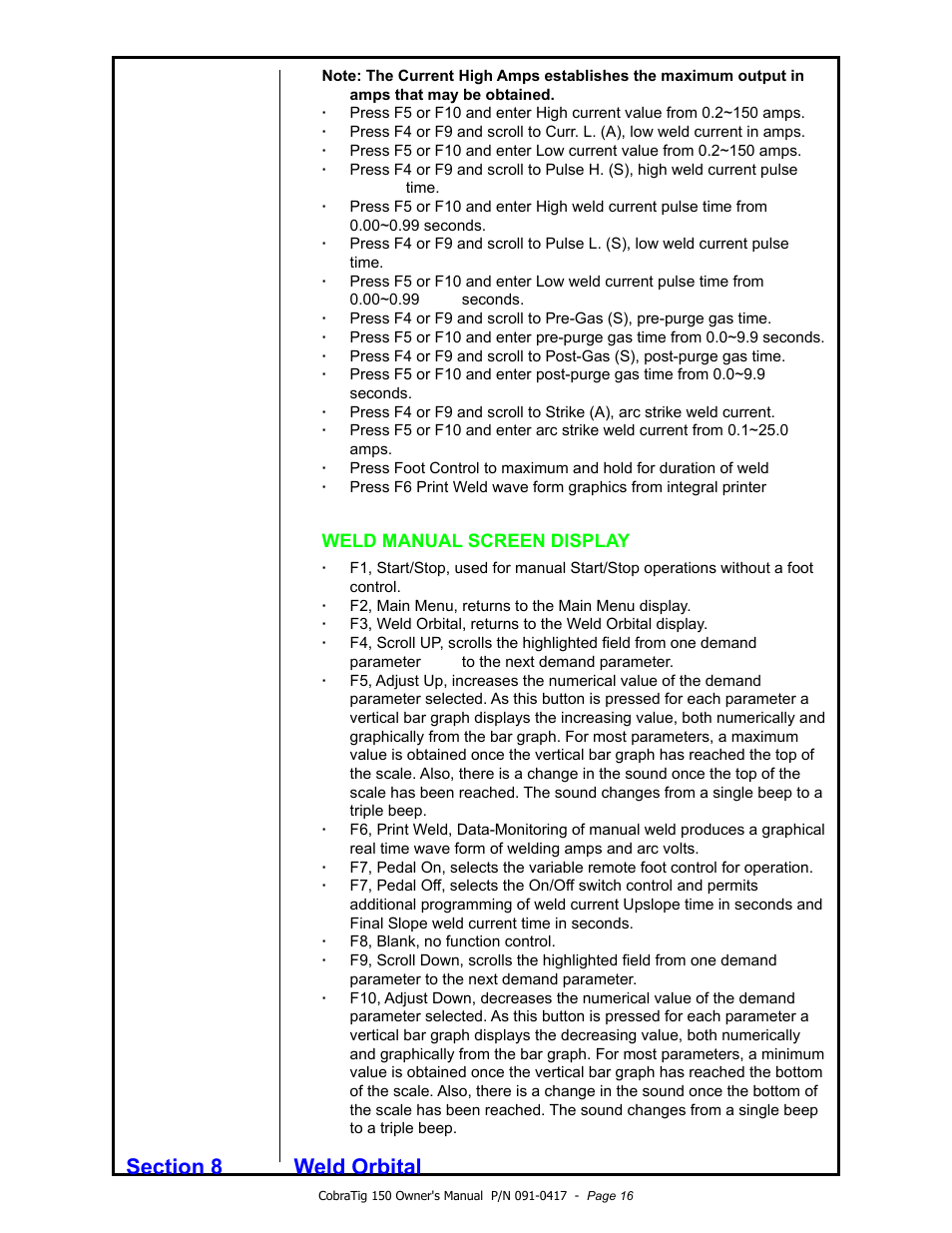 MK Products CobraTig 150 XM User Manual | Page 16 / 32