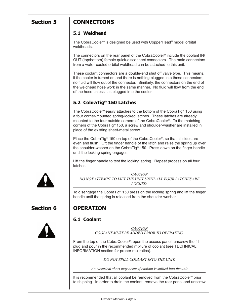 1 weldhead, 2 cobratig, 150 latches | 1 coolant | MK Products CobraCooler 2005 User Manual | Page 10 / 14