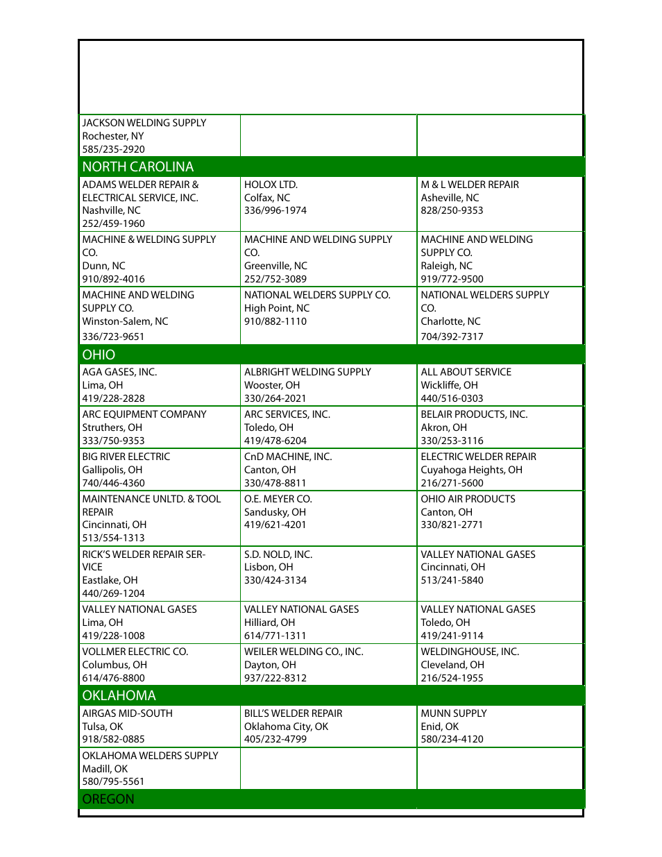 Mk warranty repair stations, North carolina, Ohio | Oklahoma, Oregon | MK Products Cobramatic 120VAC User Manual | Page 39 / 47