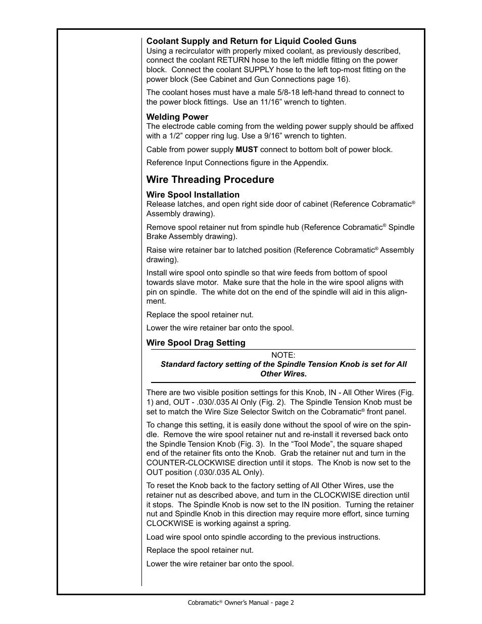 Wire threading procedure | MK Products Cobramatic 120 VAC V6 User Manual | Page 10 / 40