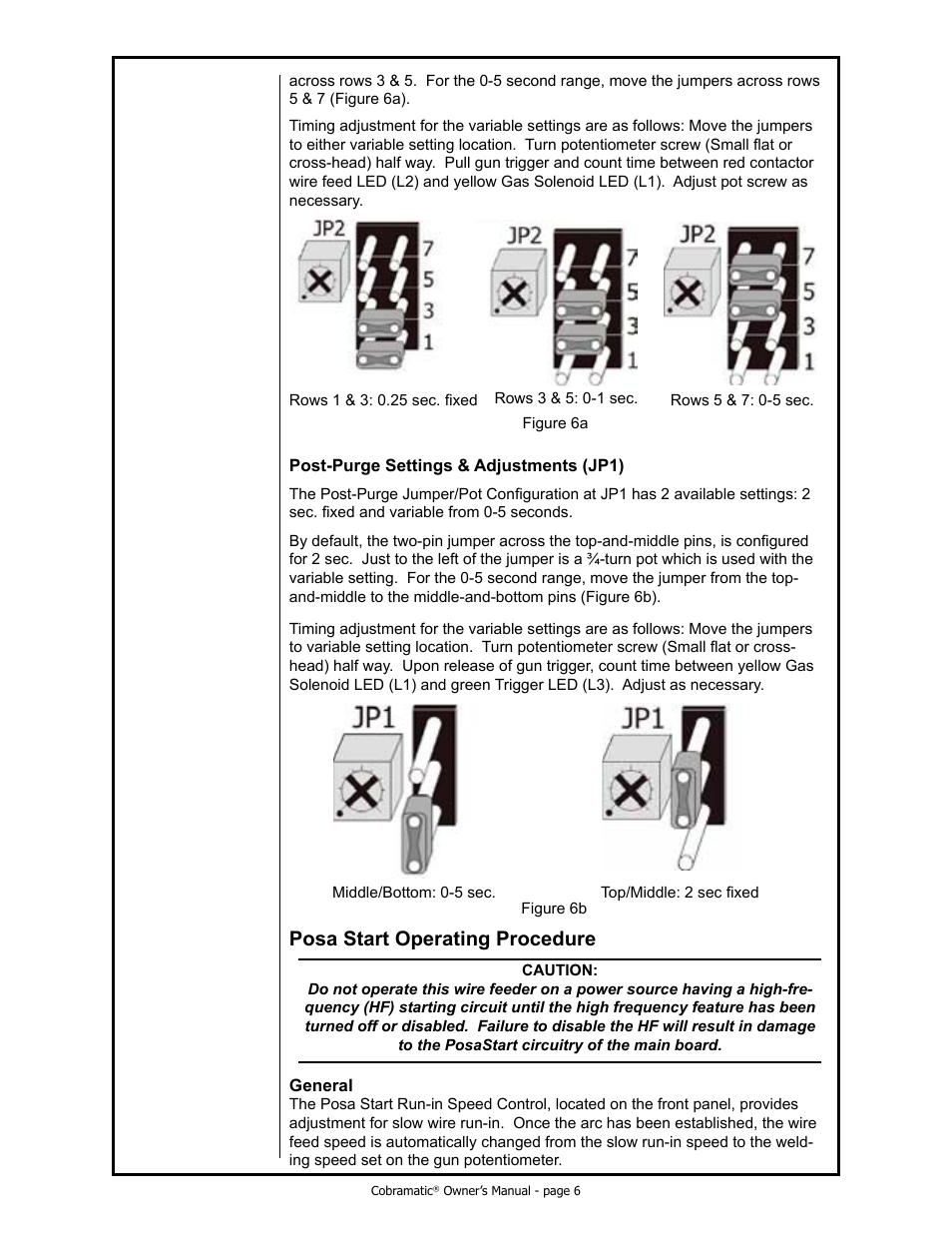 Posa start operating procedure | MK Products Cobramatic 120 VAC V6 User Manual | Page 14 / 40