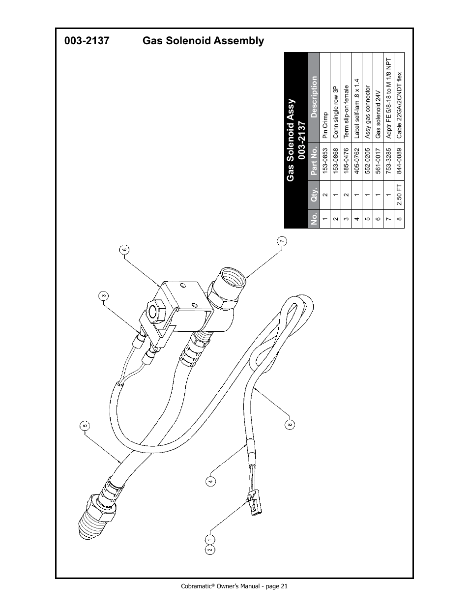 2137 gas solenoid assembly | MK Products Cobramatic 120 VAC V6 User Manual | Page 29 / 40