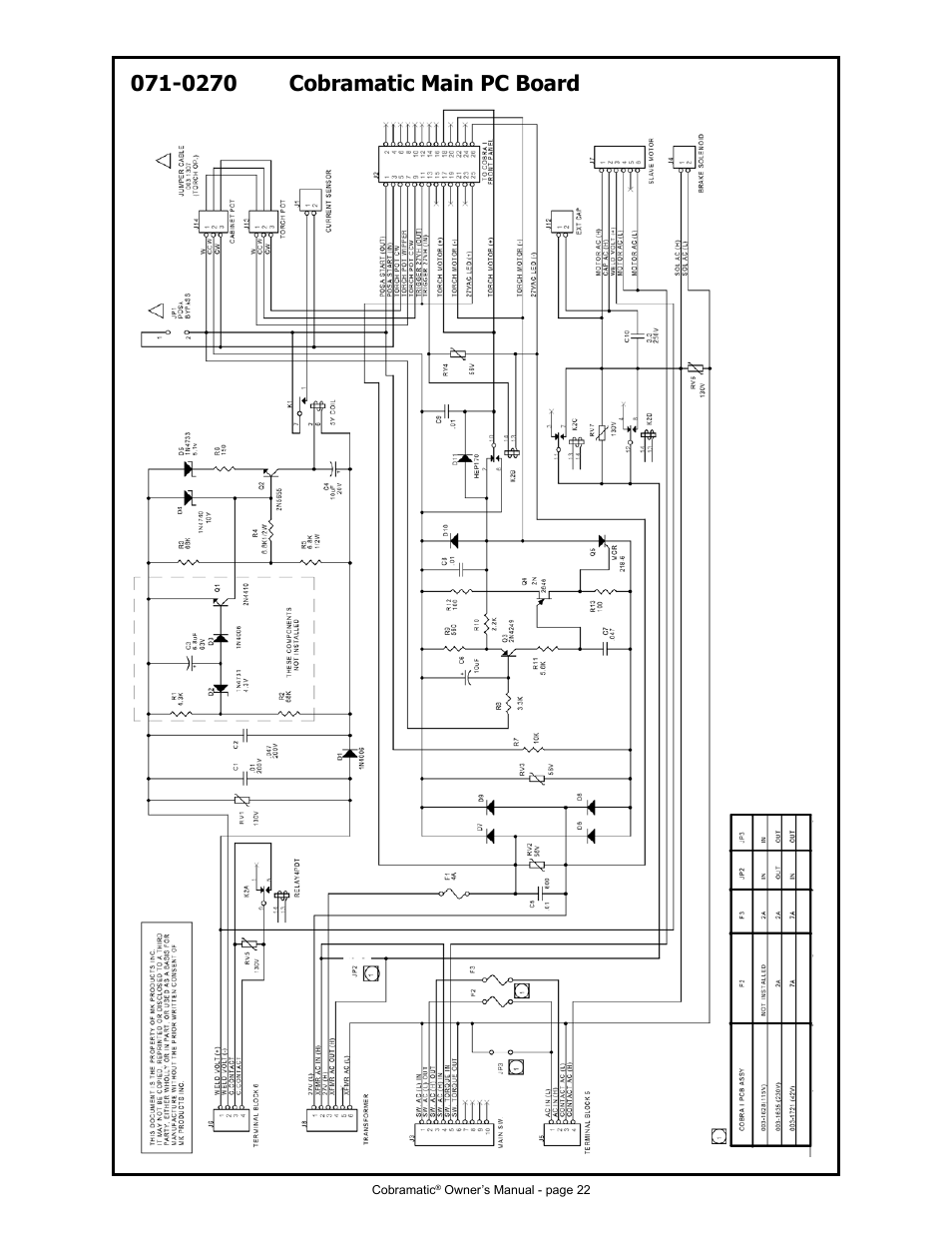 0270 cobramatic main pc board | MK Products Cobramatic 42VAC User Manual | Page 28 / 38