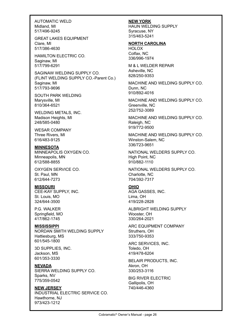 MK Products Cobramatic 42VAC User Manual | Page 32 / 38