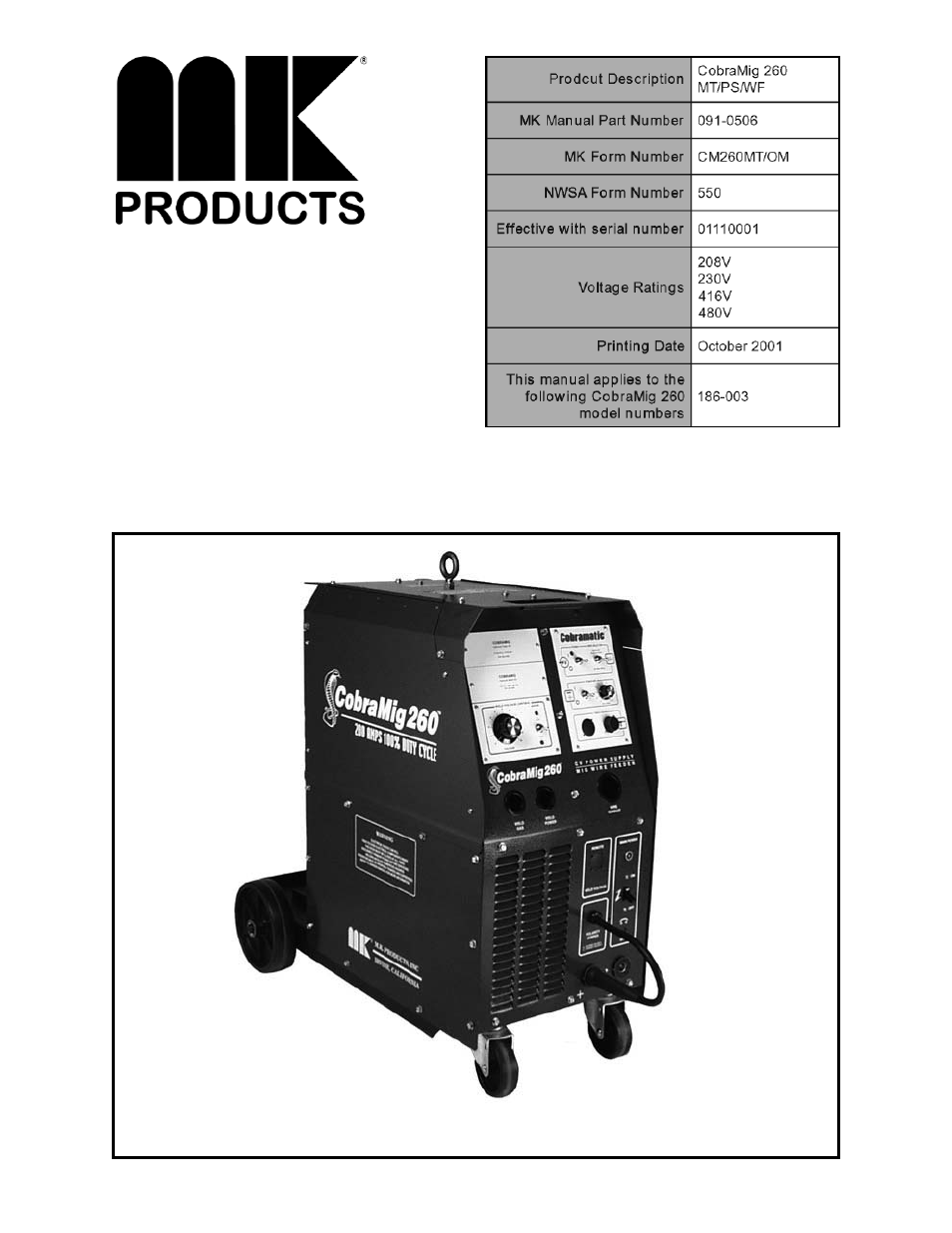 MK Products CobraMig 260 PS/Feeder User Manual | 62 pages