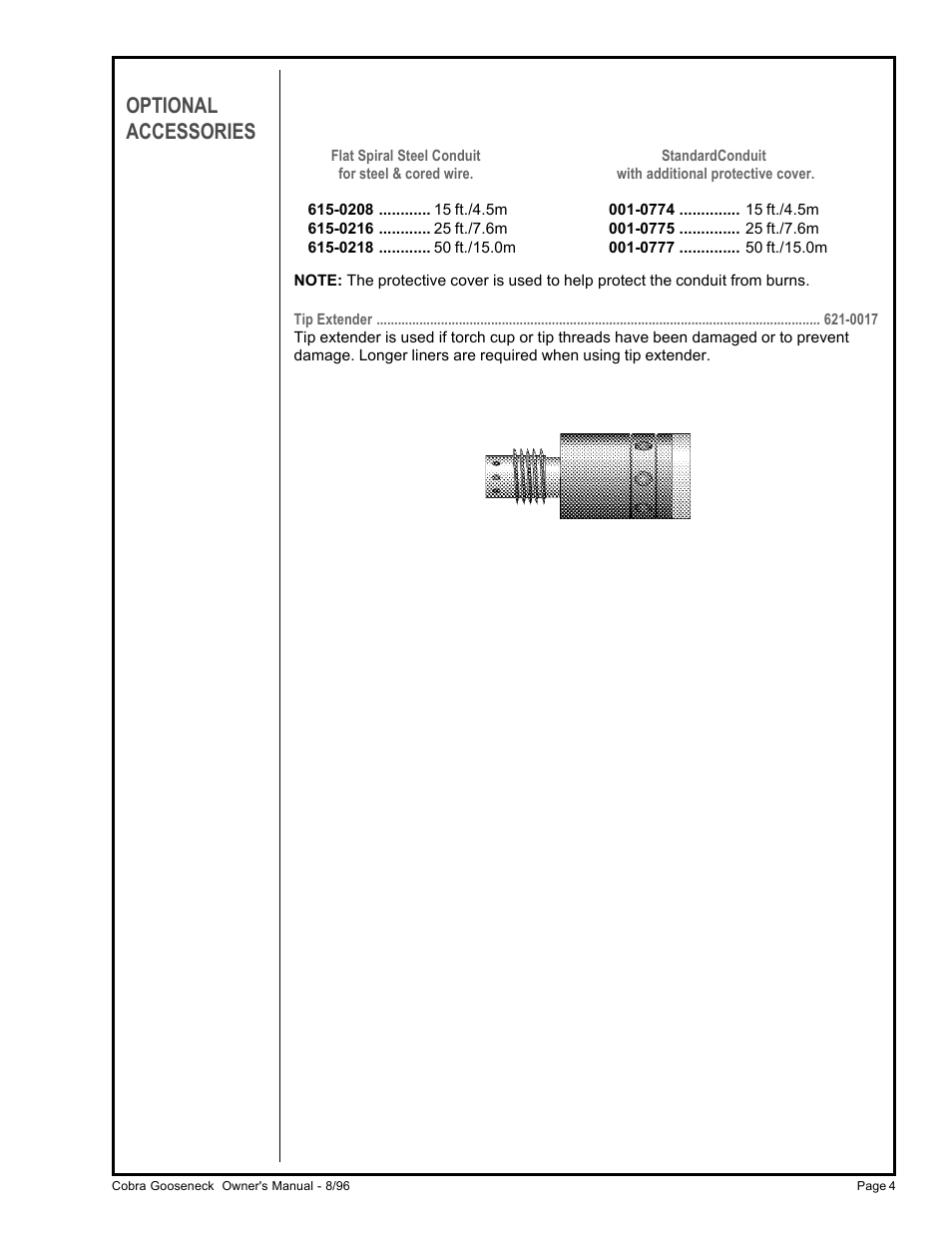 Optional accessories | MK Products Cobra System III Gooseneck User Manual | Page 9 / 26