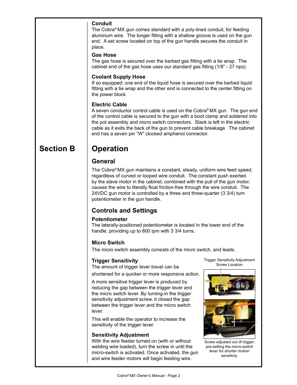 General, Controls and settings | MK Products Cobra MX Gun - ACWC User Manual | Page 10 / 36