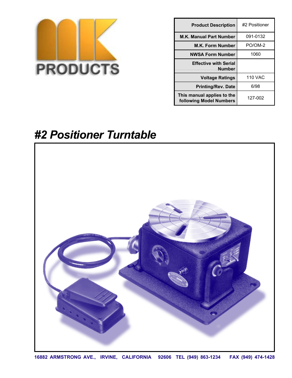 MK Products Positioner #2 User Manual | 15 pages