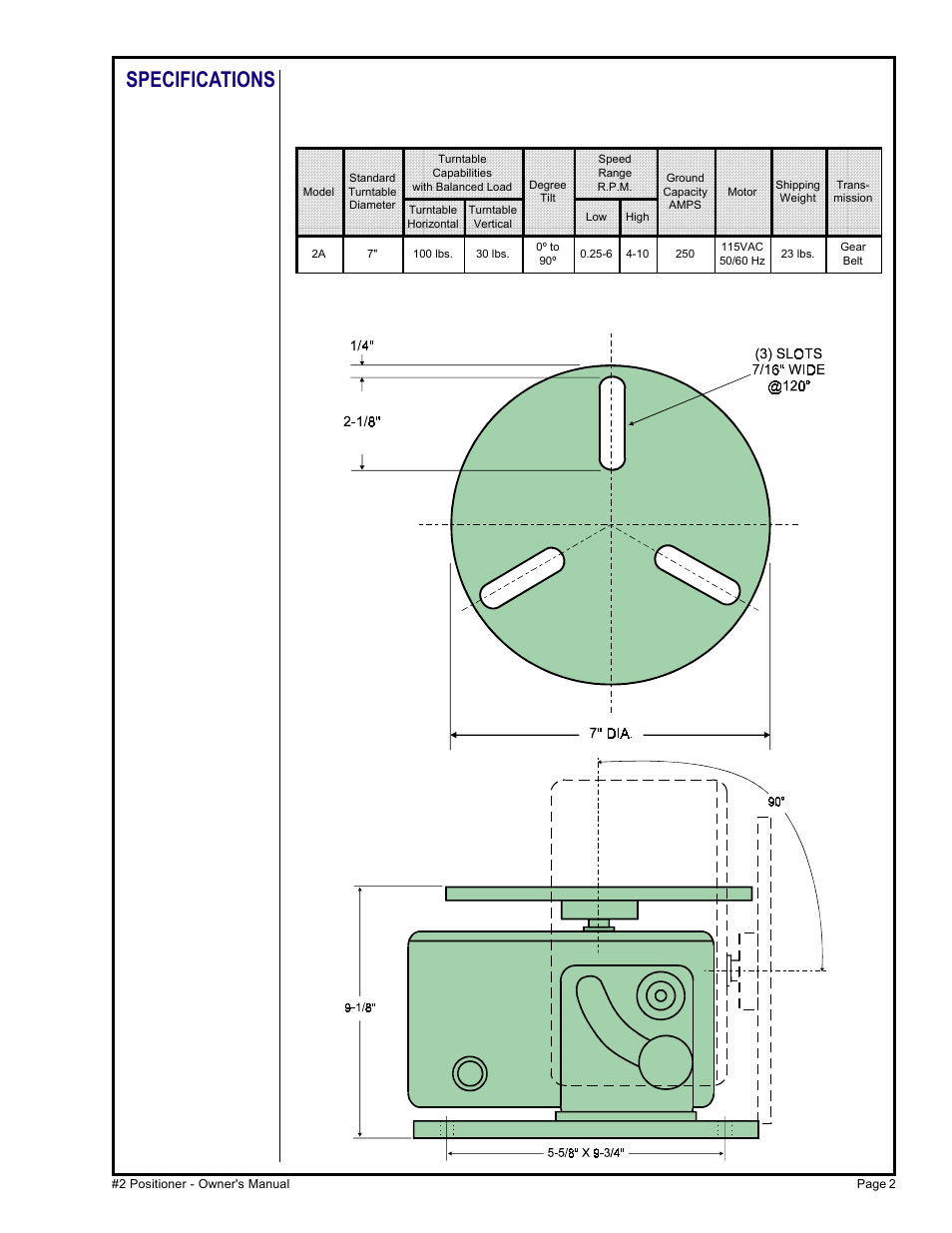 Specifications | MK Products Positioner #2 User Manual | Page 9 / 15