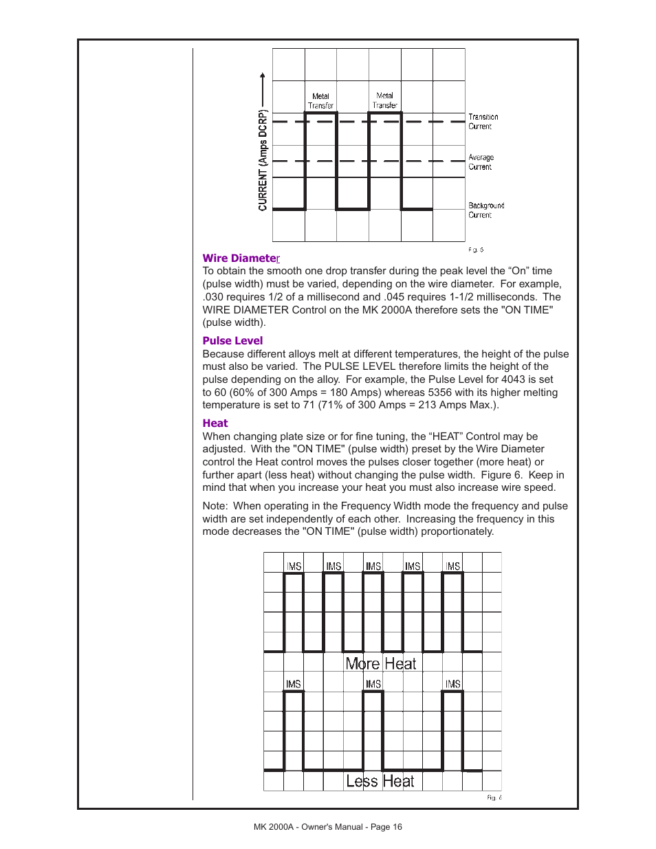 Wire diameter, Pulse level, Heat | MK Products MK 2000A User Manual | Page 16 / 29