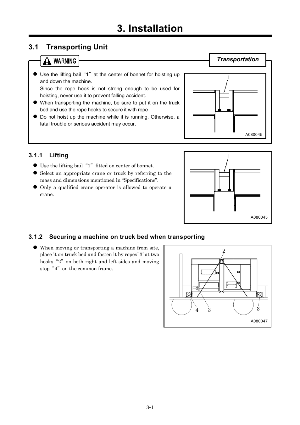 Installation, 1 transporting unit | MMD Equipment 400S-6B1 User Manual | Page 15 / 68
