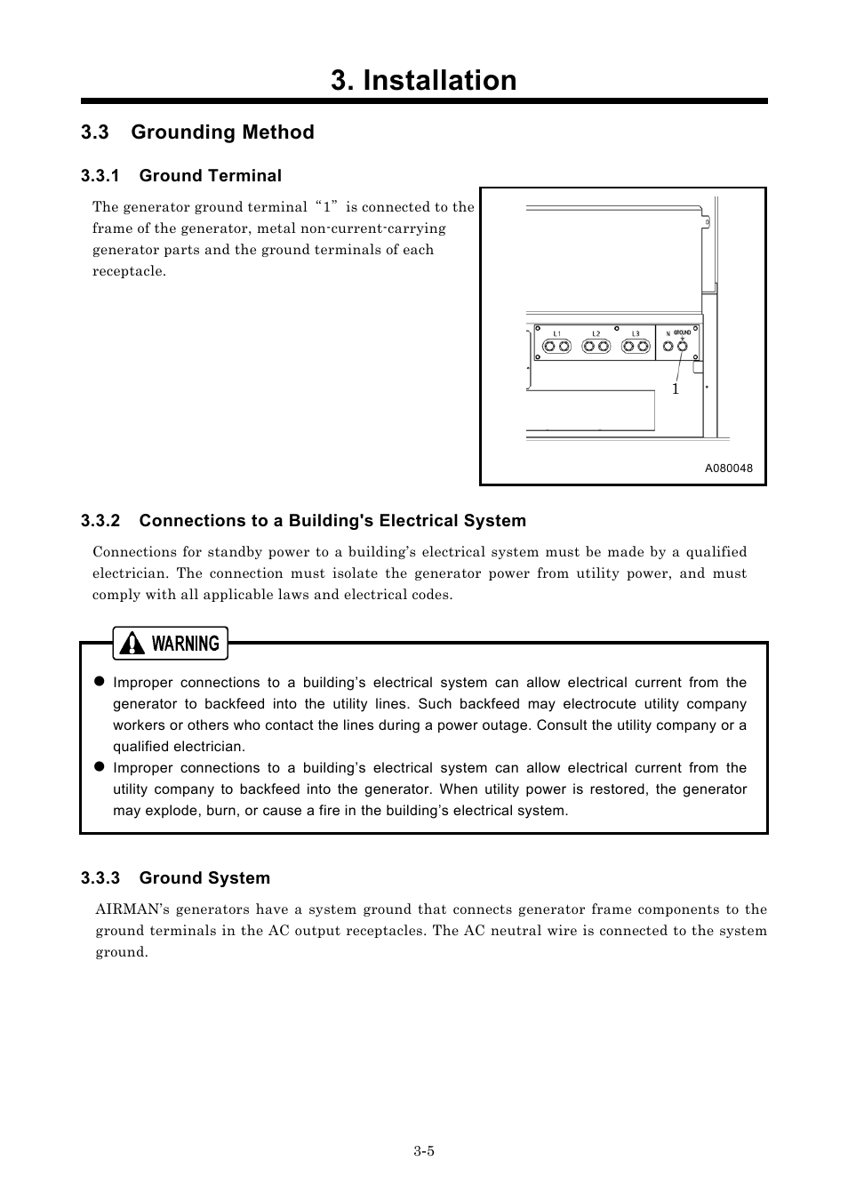 3 grounding method, Installation | MMD Equipment 400S-6B1 User Manual | Page 19 / 68