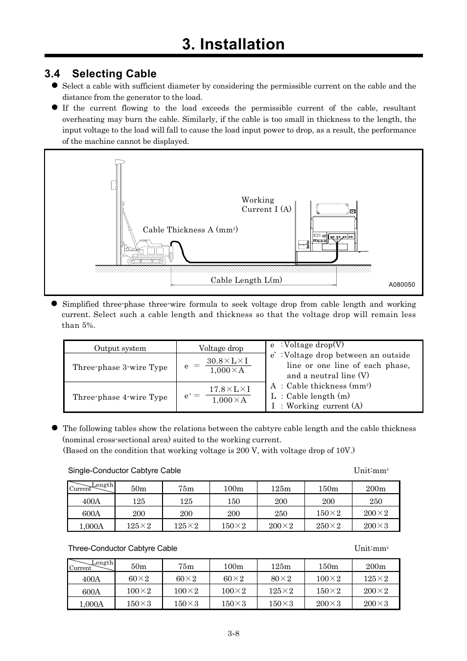 4 selecting cable, Installation | MMD Equipment 400S-6B1 User Manual | Page 22 / 68