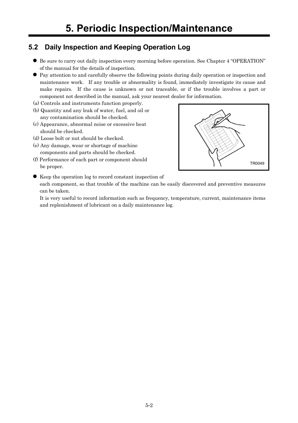 2 daily inspection and keeping operation log, Periodic inspection/maintenance | MMD Equipment 400S-6B1 User Manual | Page 41 / 68