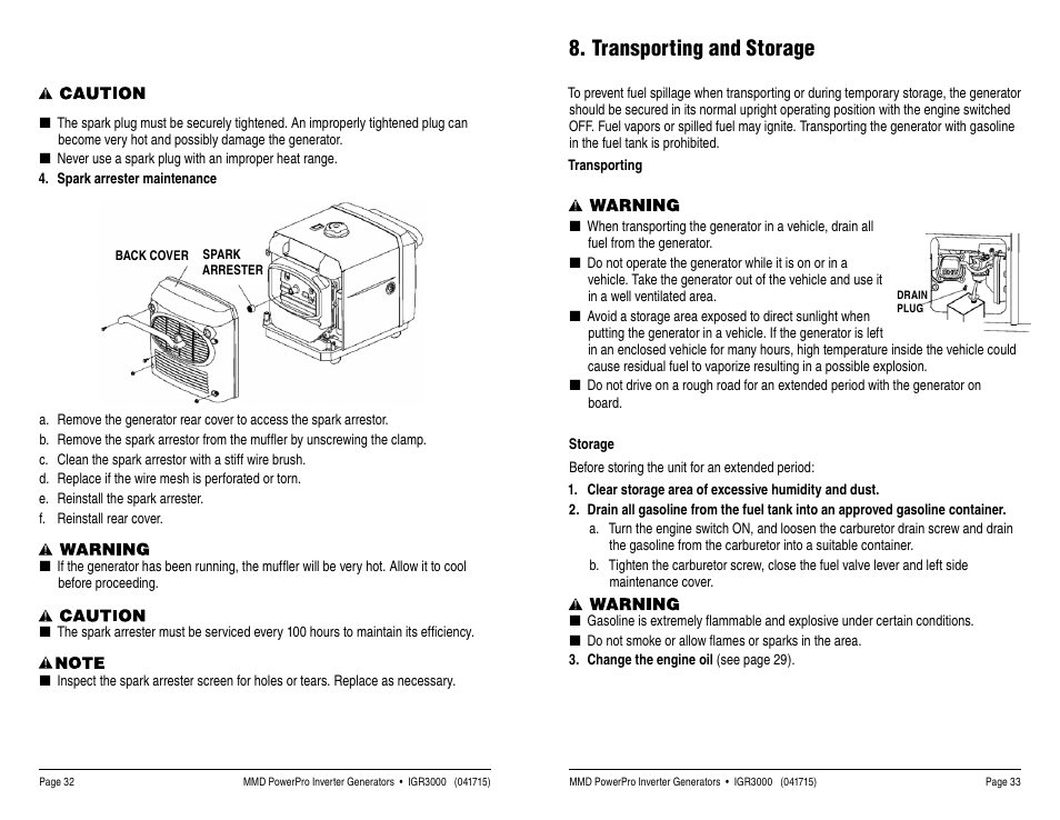 Transporting and storage | MMD Equipment IGR3000 User Manual | Page 17 / 25