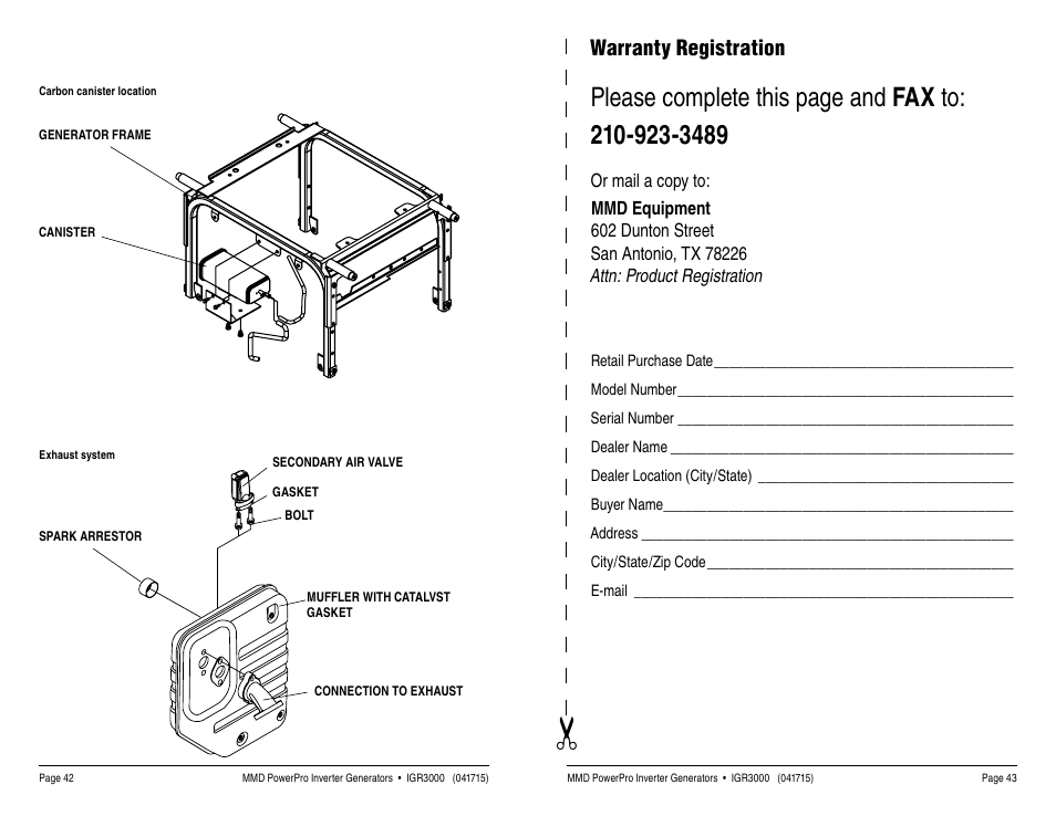 Warranty registration | MMD Equipment IGR3000 User Manual | Page 22 / 25