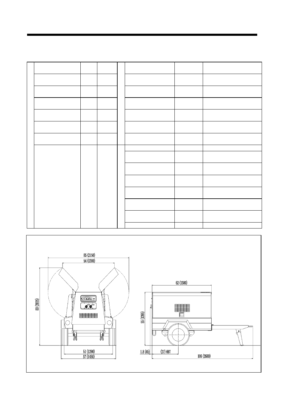Specifications, 1 compressor specifications, Outline drawing | MMD Equipment 100S-6B4 User Manual | Page 56 / 65