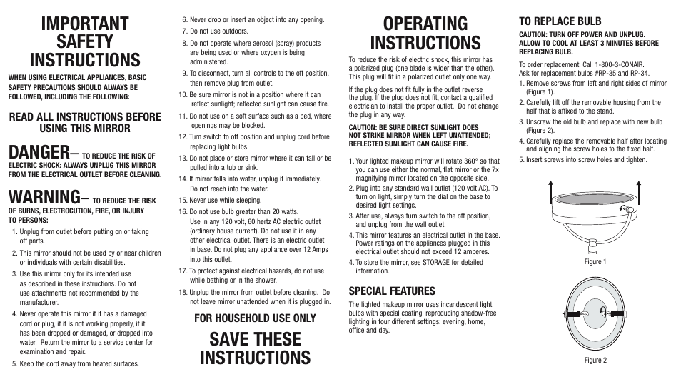 Conair 06PM8032 User Manual | 2 pages