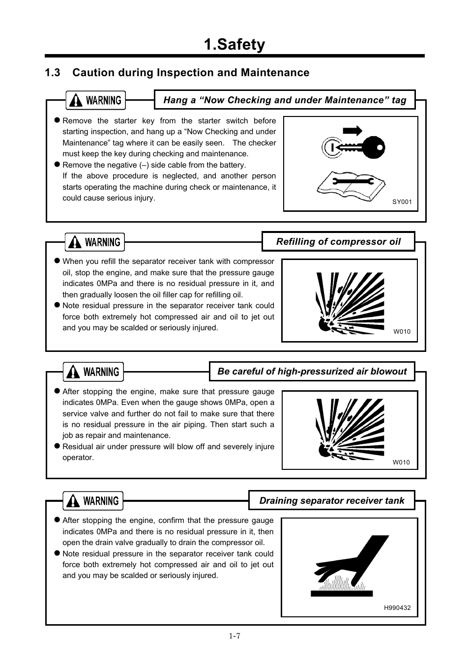 3 caution during inspection and maintenance, Safety | MMD Equipment 185S-6C1 User Manual | Page 10 / 65