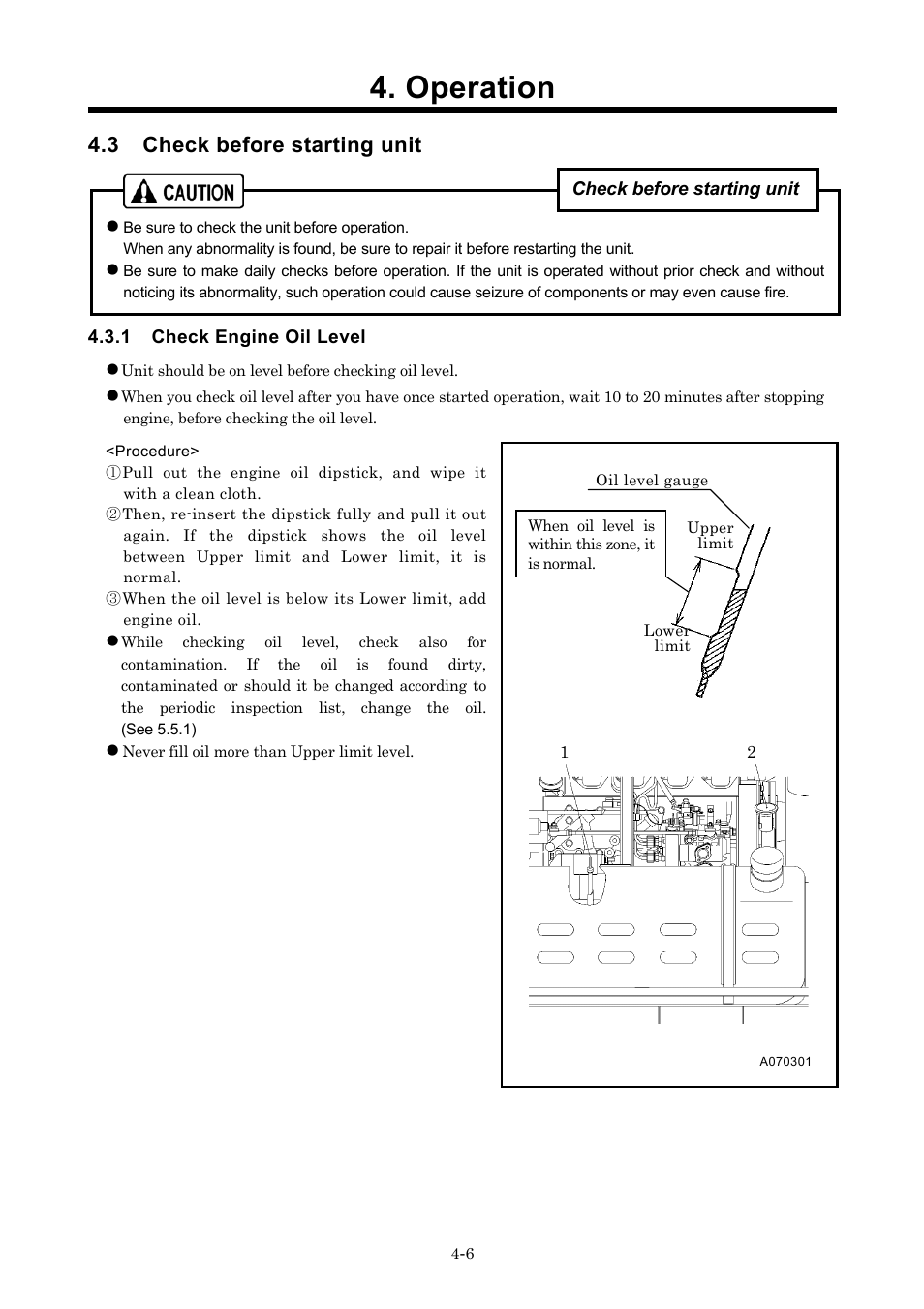 3 check before starting unit, Operation | MMD Equipment 185S-6C1 User Manual | Page 24 / 65