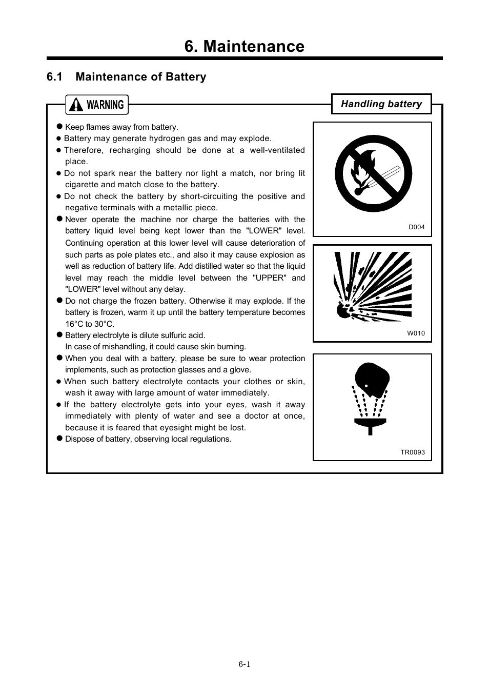 Maintenance, 1 maintenance of battery | MMD Equipment 185S-6C1 User Manual | Page 54 / 65