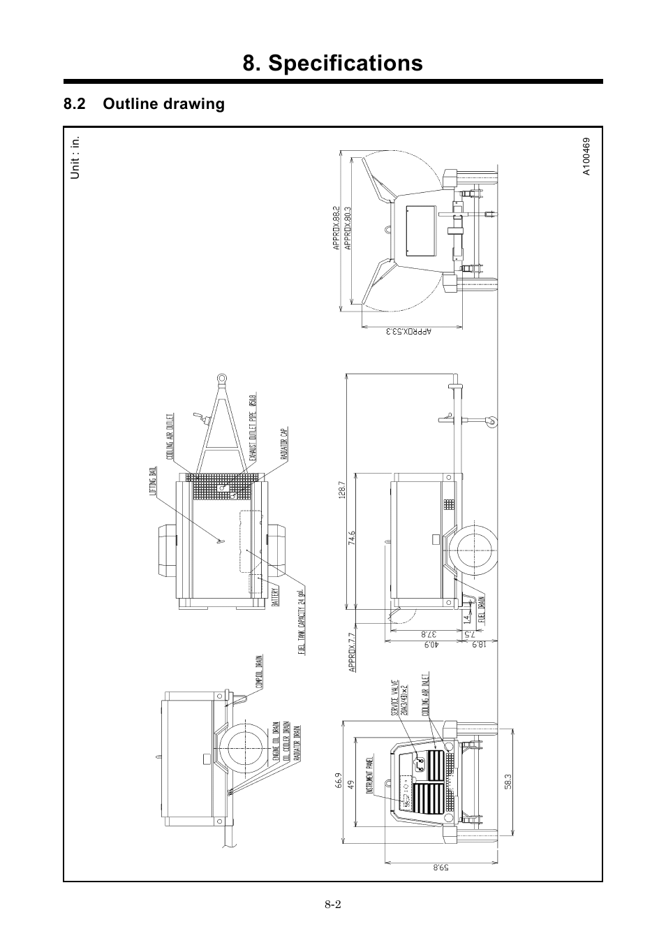 Specifications, 2 outline drawing | MMD Equipment 185S-6C2 User Manual | Page 59 / 66