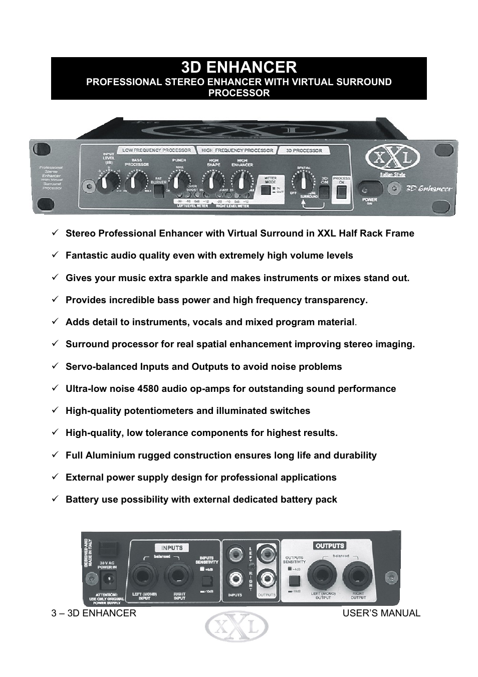 3d enhancer | Mogar Music 3DENHANCER User Manual | Page 3 / 16