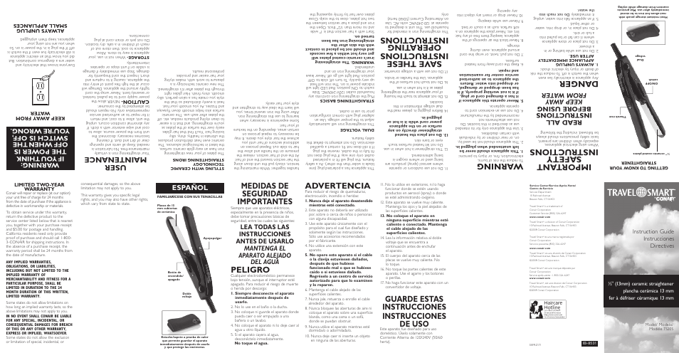 Conair TS20S User Manual | 2 pages